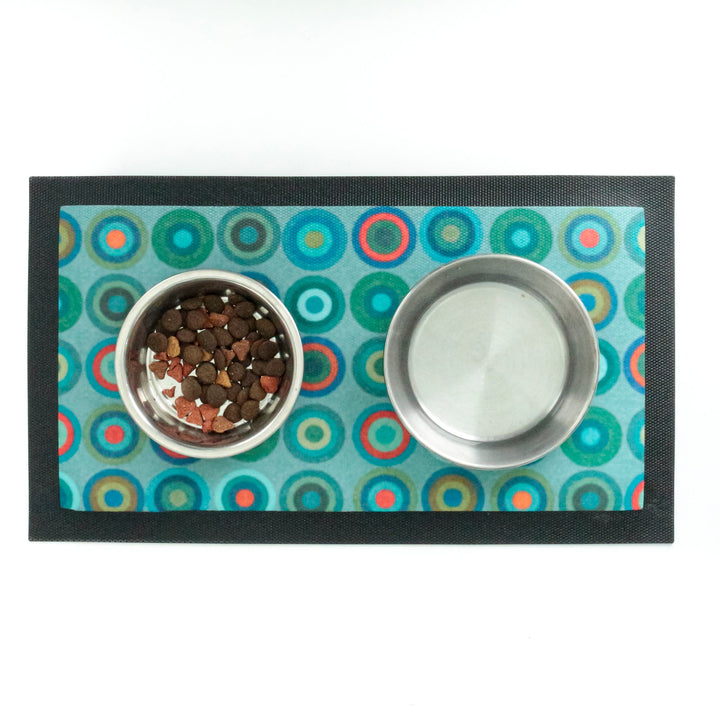 SALE Blue Green Circles Pet Food Placemat