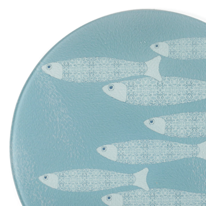 Grey/Blue Ocean Shoal - Fish Design - Circular Chopping Board