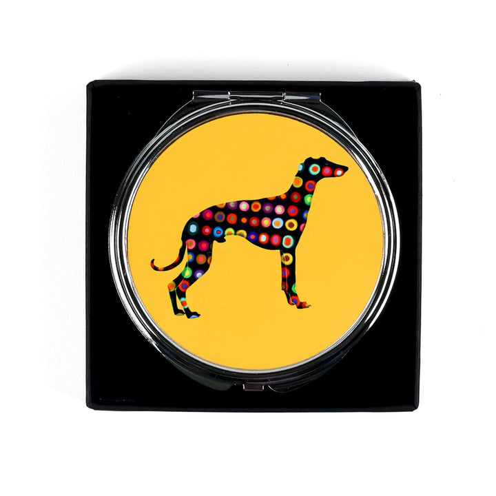 Spotty Greyhound Compact Folding Mirror - Yellow