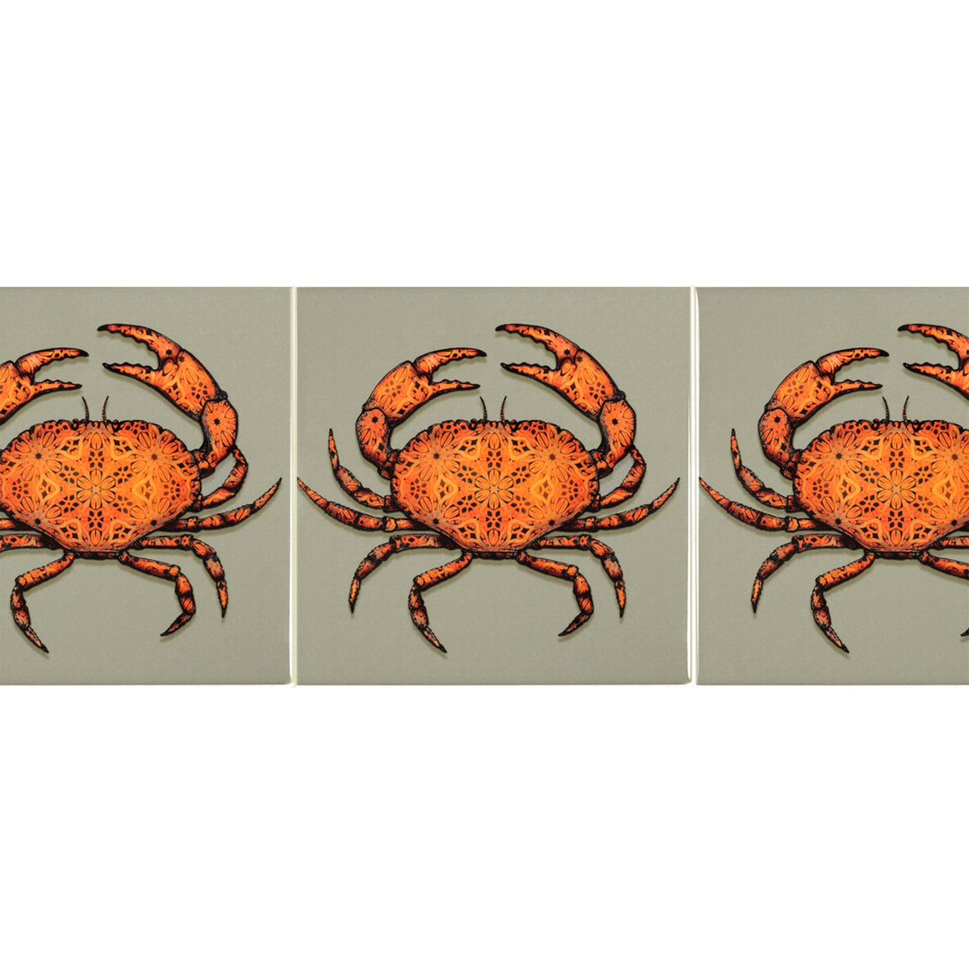 SALE SET - 7 x 10.8cm Crab tiles - perfect