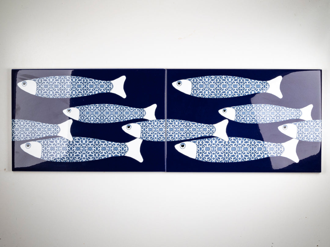 SALE SET - 2no. 30x20cm Ocean Shoal tile - Large Scale - Navy