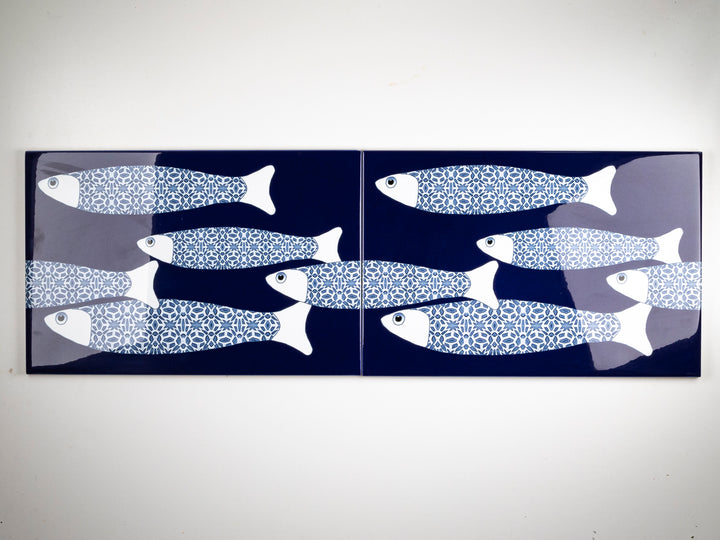SALE SET - 2no. 30x20cm Ocean Shoal tile - Large Scale - Navy