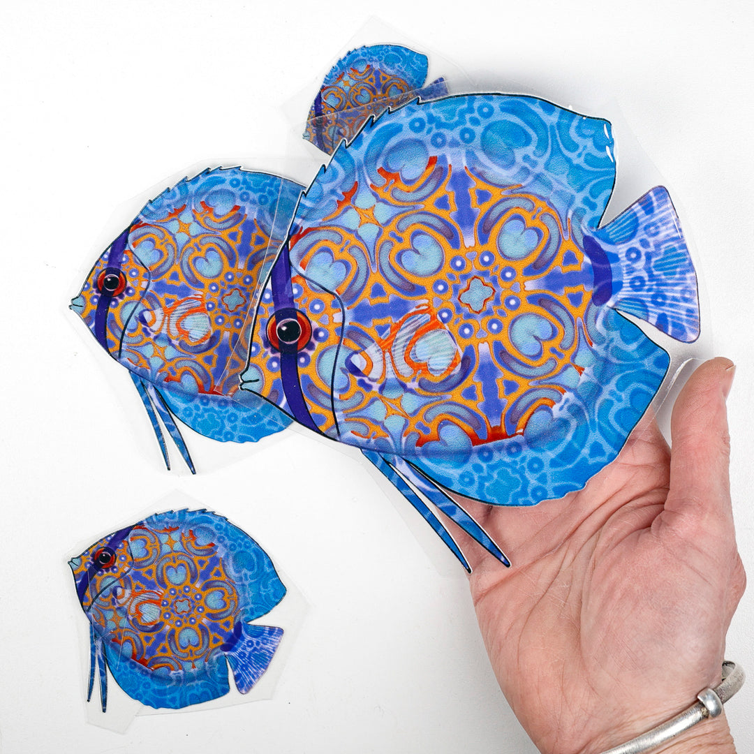 SALE Discus Fish decal set - blue orange