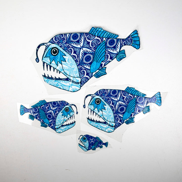 SALE Illustrated Angler Fish decal set