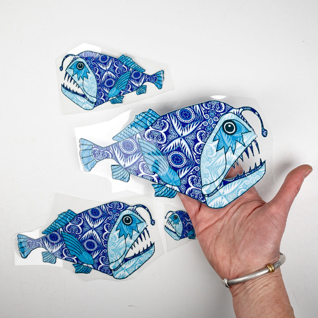 SALE Illustrated Angler Fish decal set 2