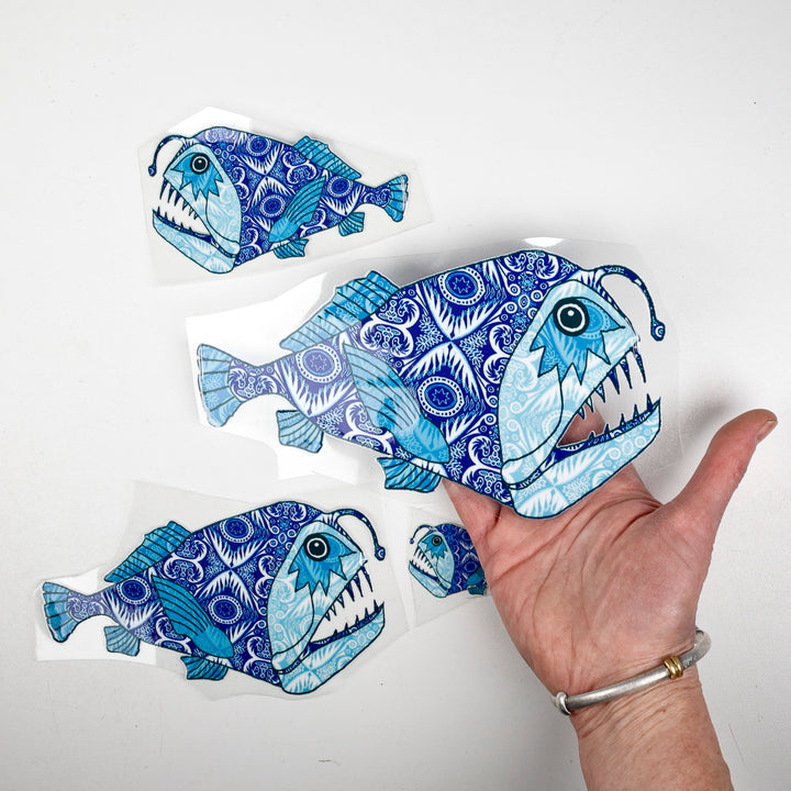 SALE Illustrated Angler Fish decal set 2
