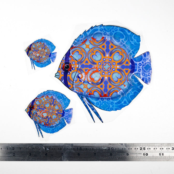 SALE Discus Fish decal set - blue orange