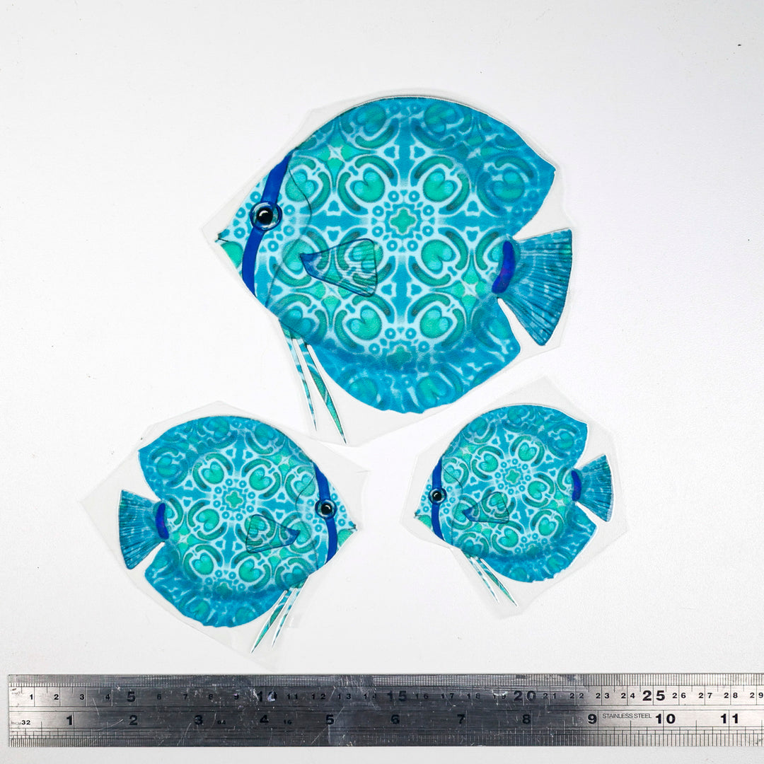 SALE Discus Fish decal set - blue green