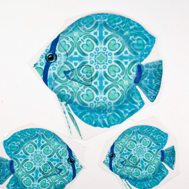SALE Discus Fish decal set - blue green