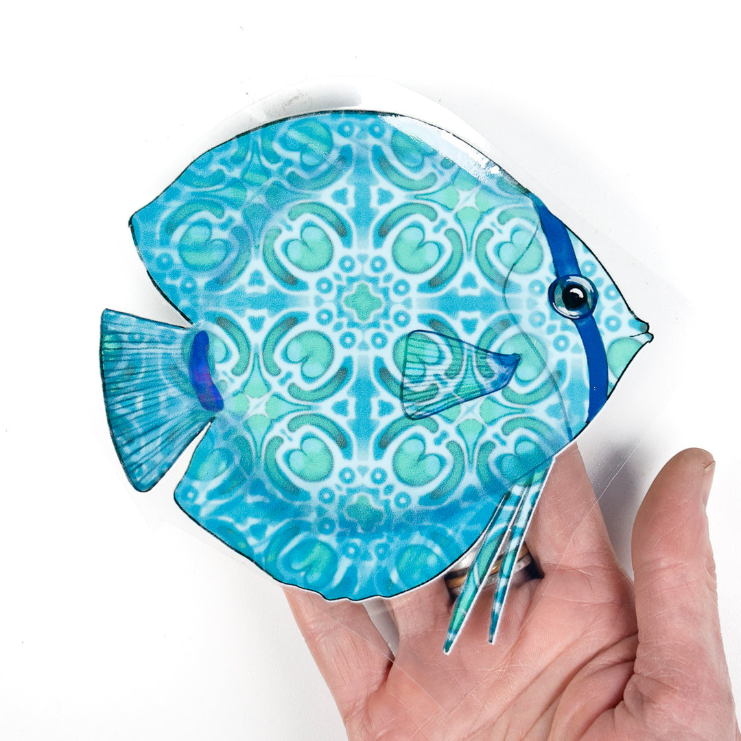 Discus fish tile decals - Blue / Red