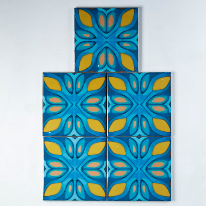 SALE SECONDS SET - 5x 10.8cm Knossos Tiles - Flower