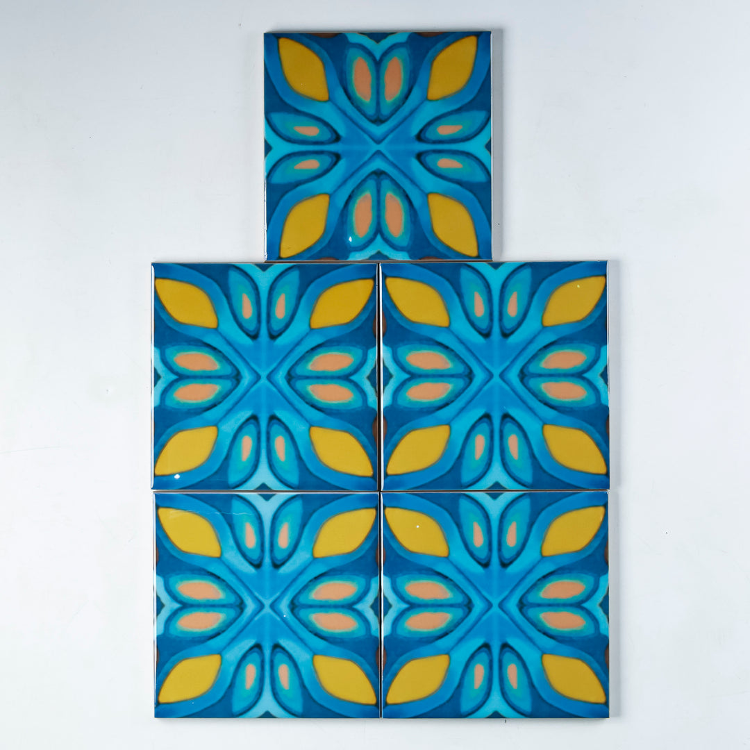 SALE SECONDS SET - 5x 10.8cm Knossos Tiles - Flower