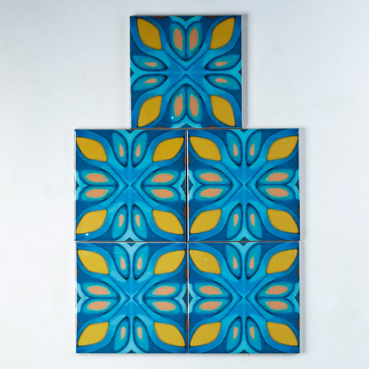 SALE SECONDS SET - 5x 10.8cm Knossos Tiles - Flower