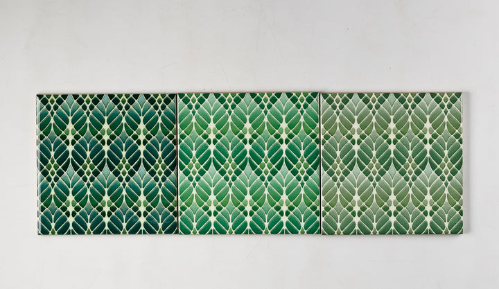 SALE SET of 3 x 10.8cm Interwoven Tree tiles (green design - mixed set)