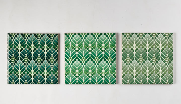 SALE SET of 3 x 10.8cm Interwoven Tree tiles (green design - mixed set)