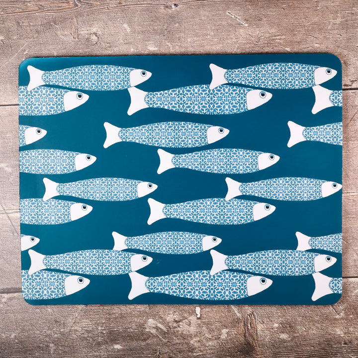SALE - Teal Ocean Shoal Large Pet Food Mat