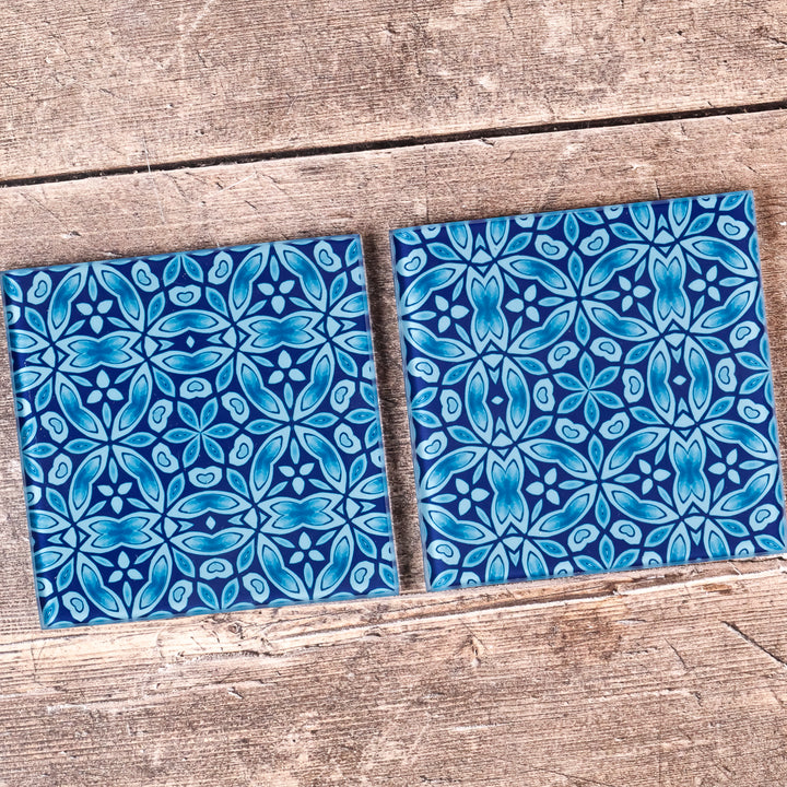 SALE - 2x Liberty Print square glass coasters