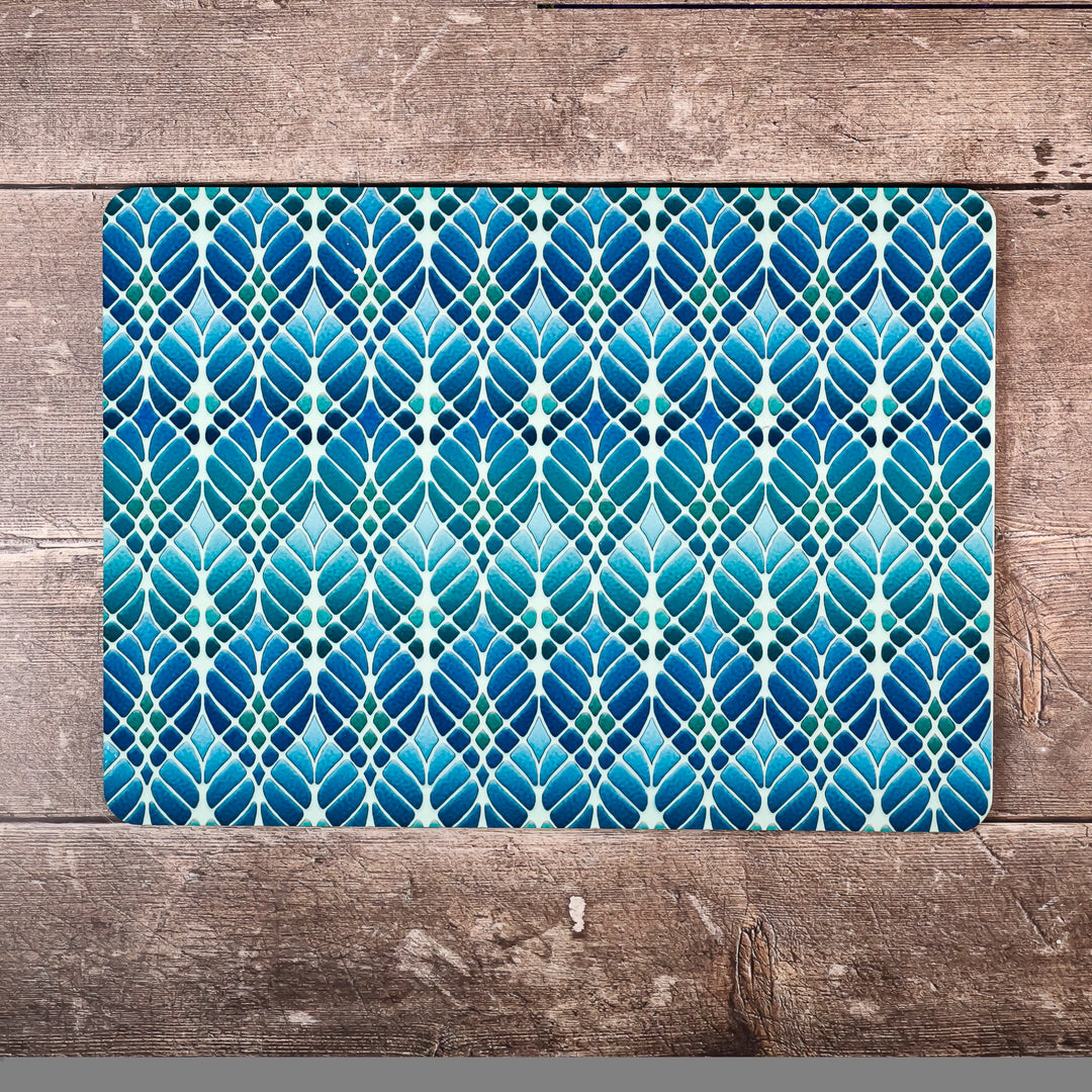 SALE - Blue/Green Interwoven Trees Placemat and Coaster Set