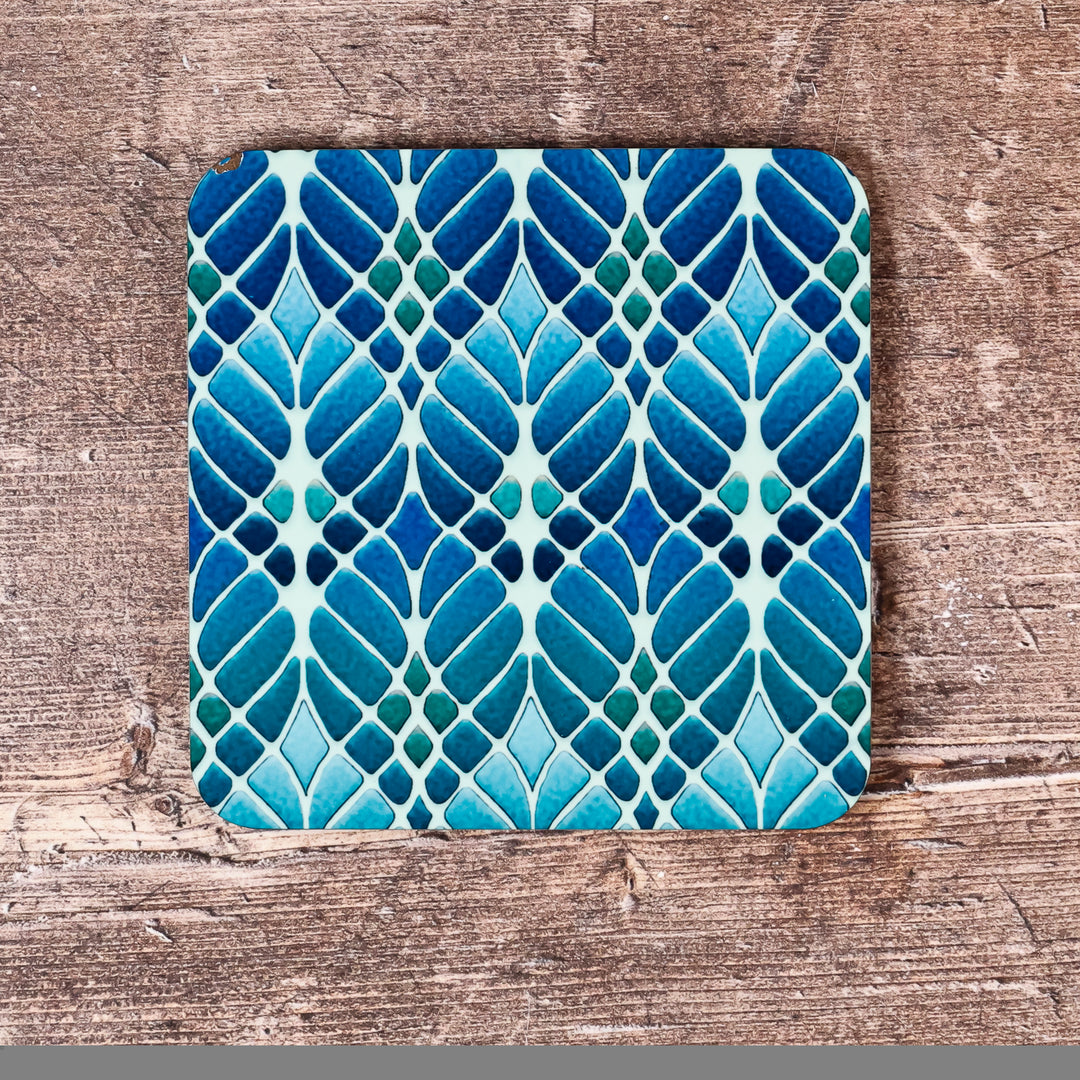 SALE - Blue/Green Interwoven Trees Placemat and Coaster Set