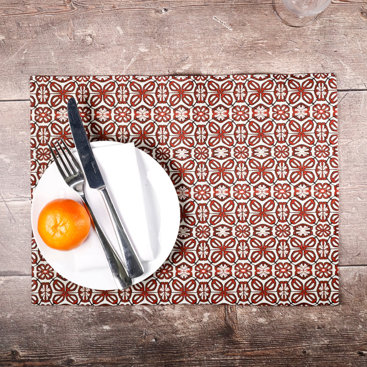 SALE - Single Bright Red pattern - fabric placemat
