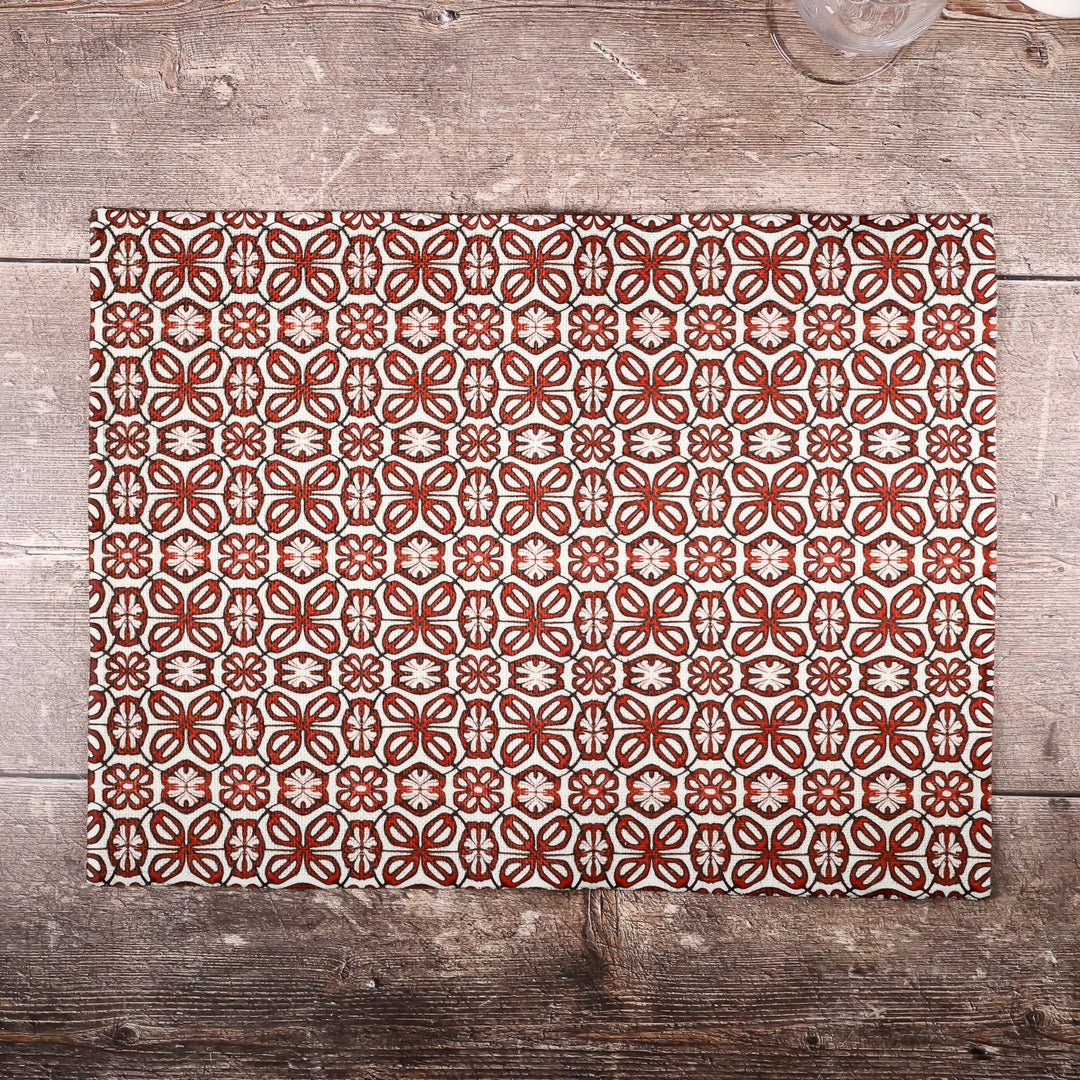 SALE - Single Bright Red pattern - fabric placemat
