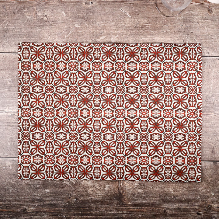 SALE - Single Bright Red pattern - fabric placemat