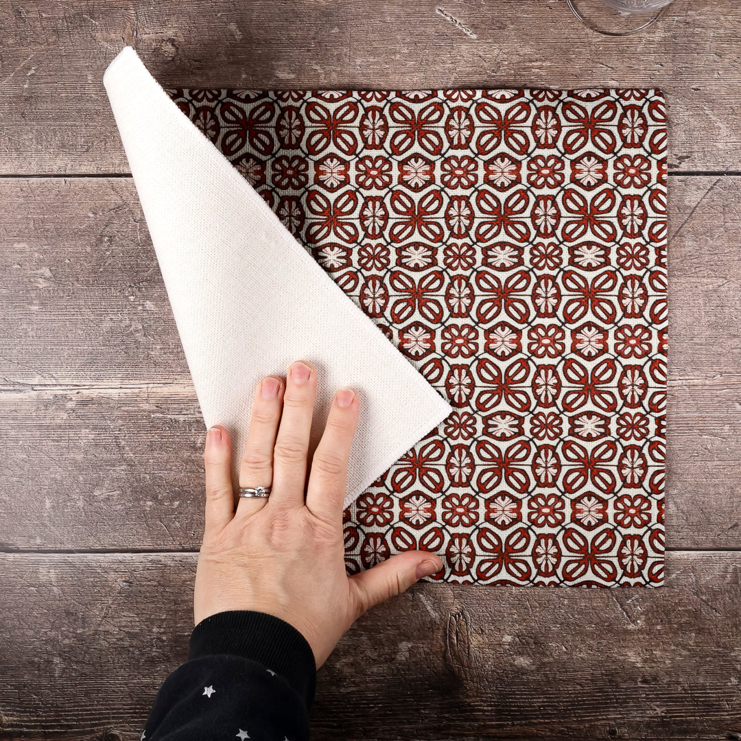 SALE - Single Bright Red pattern - fabric placemat