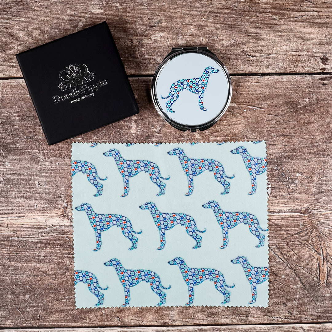 SALE - Greyhound Circular Compact Folding Mirror - Blue