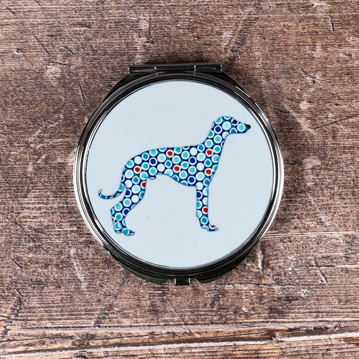 SALE - Greyhound Circular Compact Folding Mirror - Blue