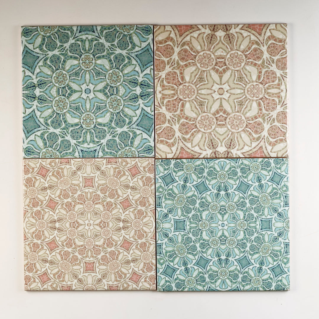 SALE SECOND SET of 8x 15.2cm - Mixed Design Tiles (Pomegranate Prototypes)