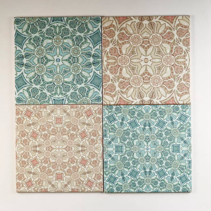 SALE SECOND SET of 8x 15.2cm - Mixed Design Tiles (Pomegranate Prototypes)