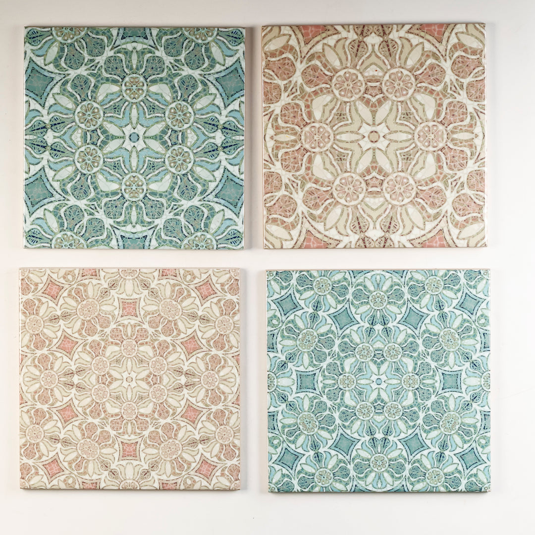 SALE SECOND SET of 8x 15.2cm - Mixed Design Tiles (Pomegranate Prototypes)