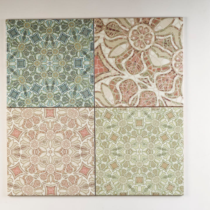 SALE SECOND SET of 8x 15.2cm - Mixed Design Tiles (Pomegranate Prototypes)
