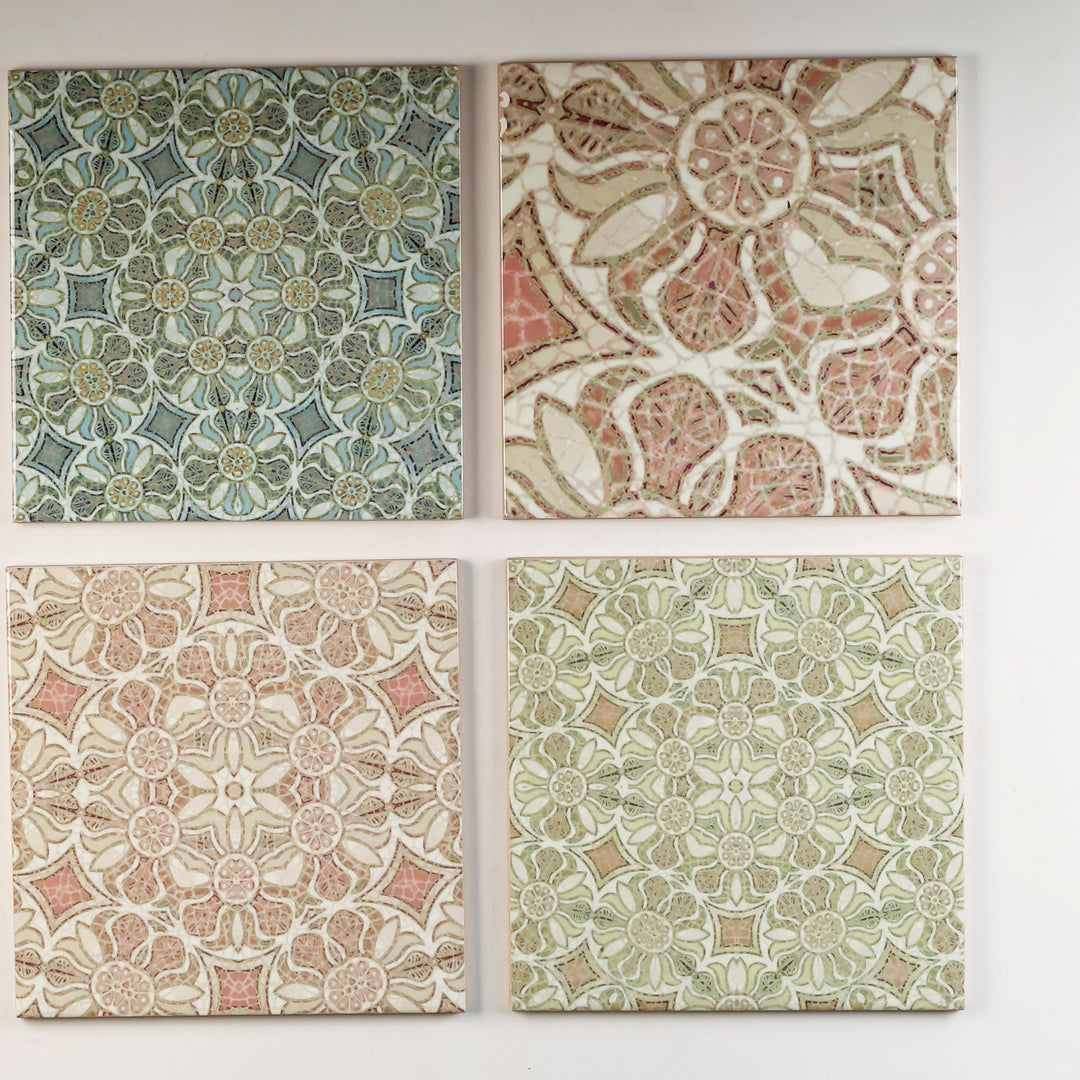SALE SECOND SET of 8x 15.2cm - Mixed Design Tiles (Pomegranate Prototypes)