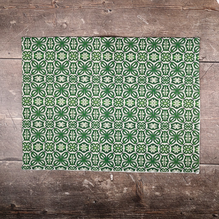 SALE - Single Bright Green pattern - fabric placemat