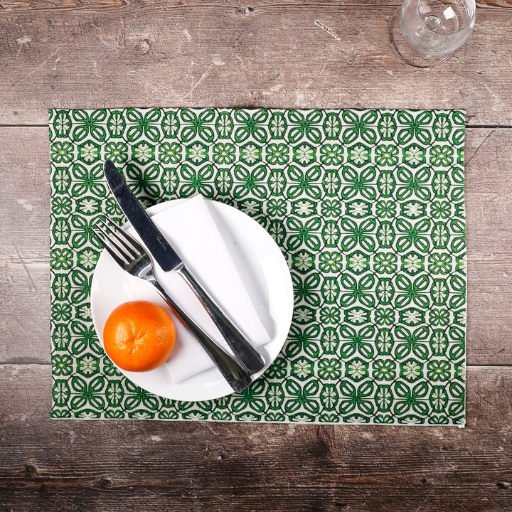 SALE - Single Bright Green pattern - fabric placemat
