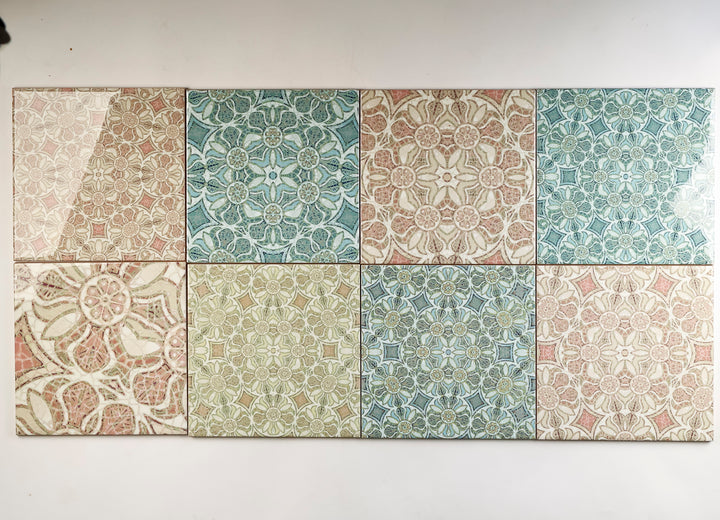 SALE SECOND SET of 8x 15.2cm - Mixed Design Tiles (Pomegranate Prototypes)