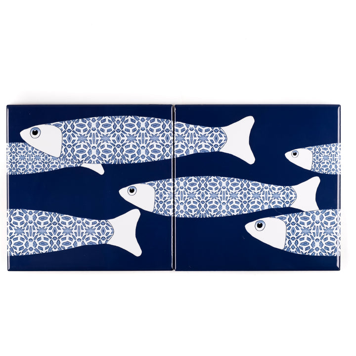 Ocean Shoal Tile  - Large Scale BORDER - Navy Blue - FIRED INK Finish