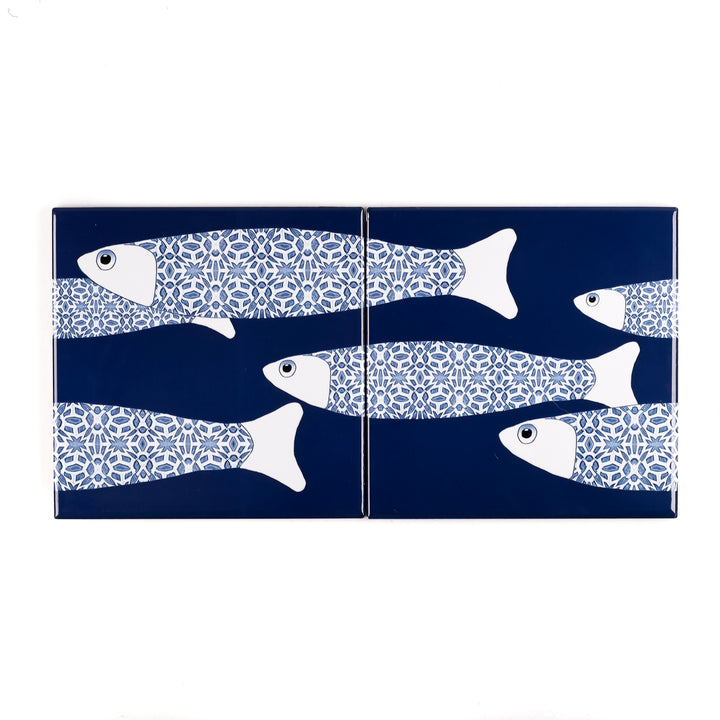 Ocean Shoal Tile  - Large Scale BORDER - Navy Blue - FIRED INK Finish