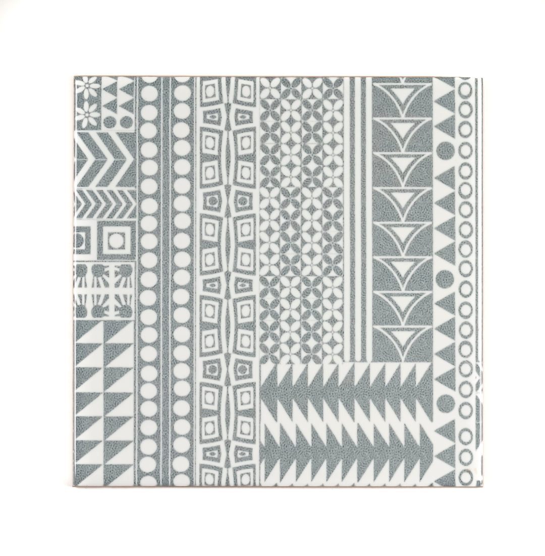 SALE SET of 4x 15.2cm Grey Geometric Retro tiles