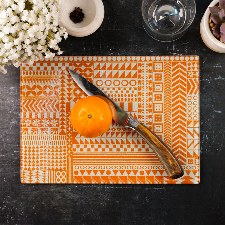 Geometric Orange Zigzag Worktop Protector