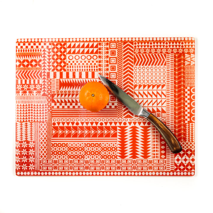 Geometric Orange Zigzag Worktop Protector
