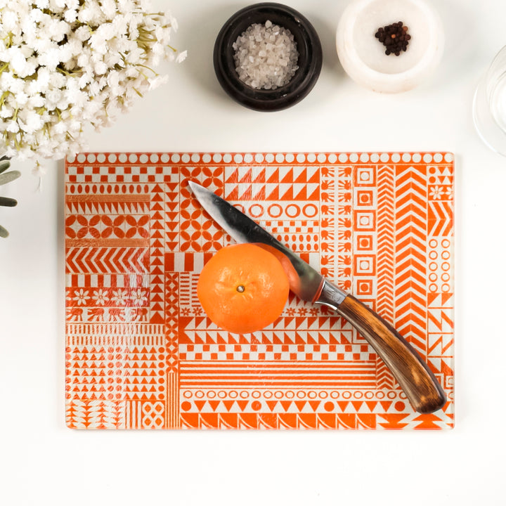 Geometric Orange Zigzag Worktop Protector