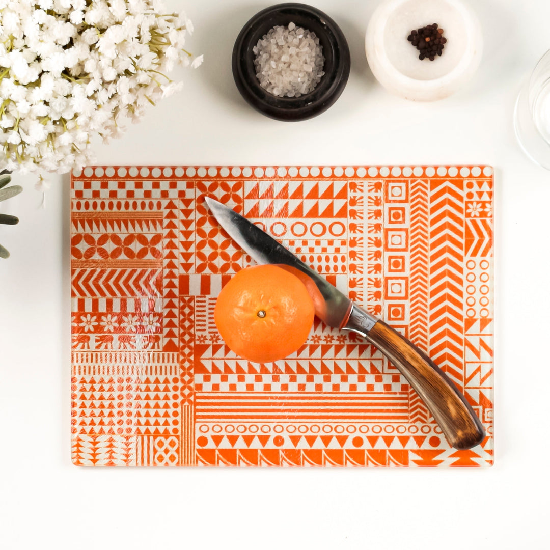 SALE Geometric Orange Zigzag Worktop Protector -Small