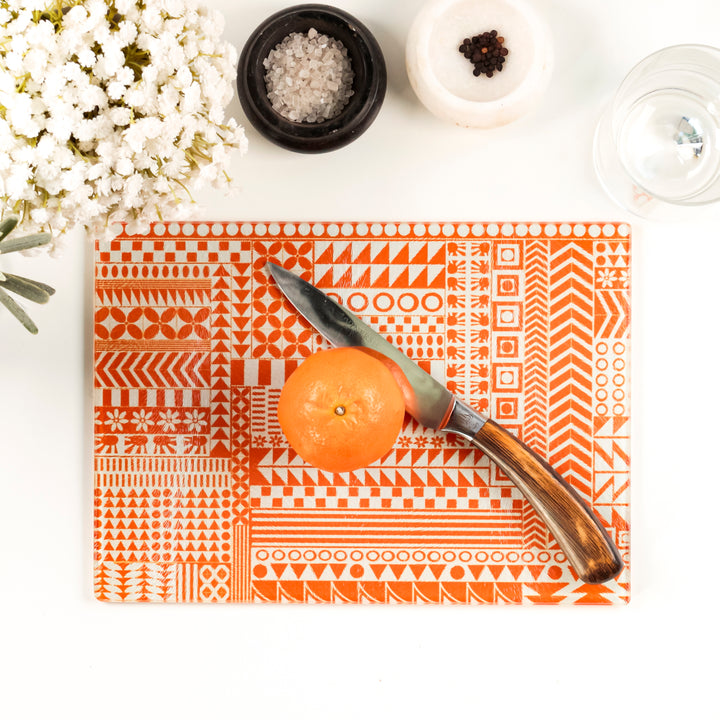 Geometric Orange Zigzag Worktop Protector