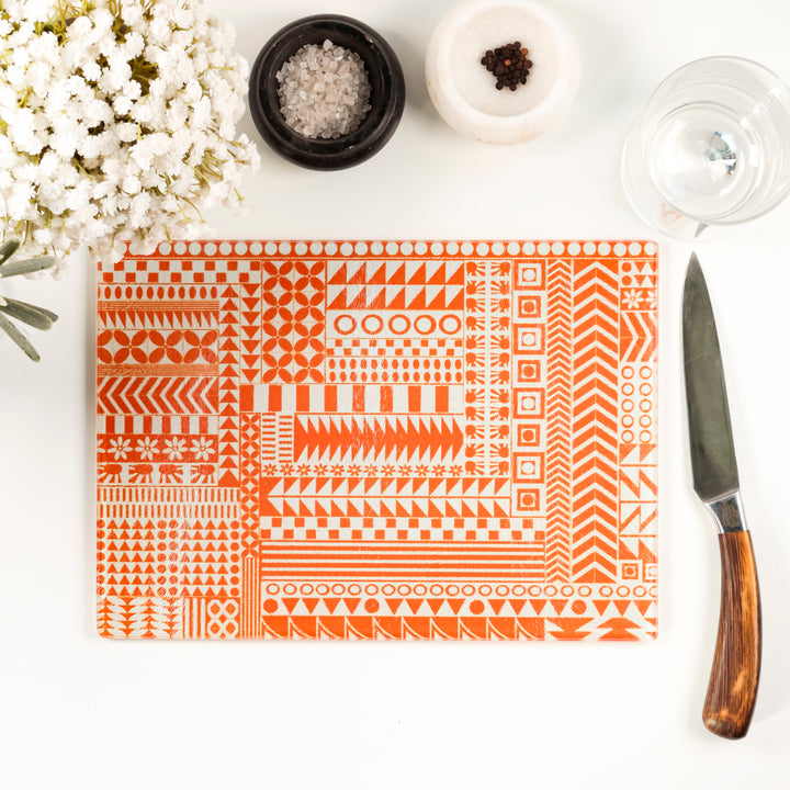 Geometric Orange Zigzag Worktop Protector