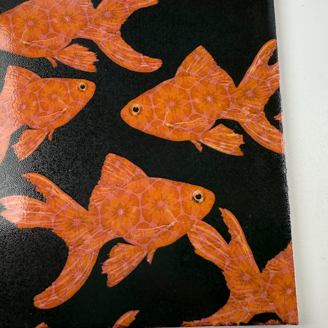 Goldfish on Black tile - Standard Scale - FIRED INK Version