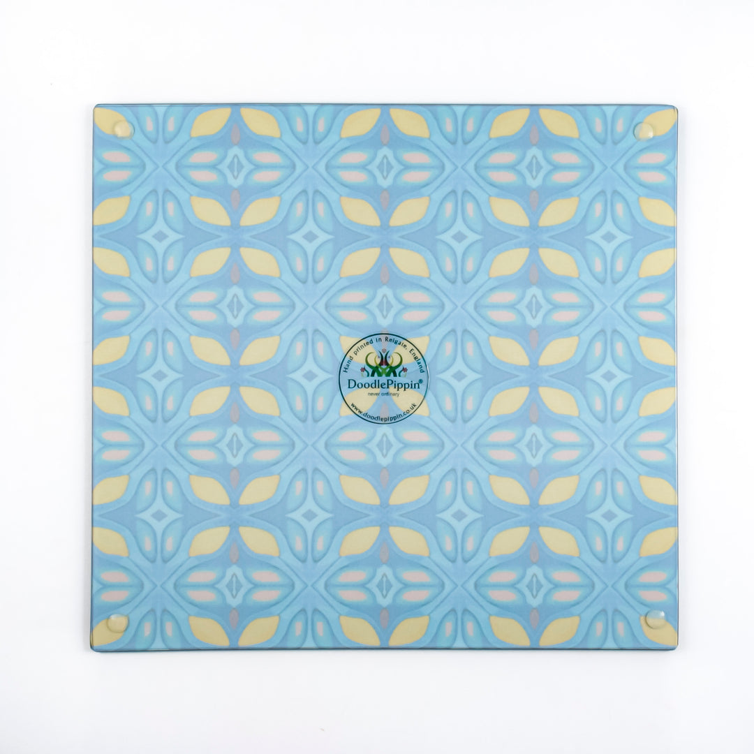 Knossos Leaf - Blue/Yellow Worktop Protector