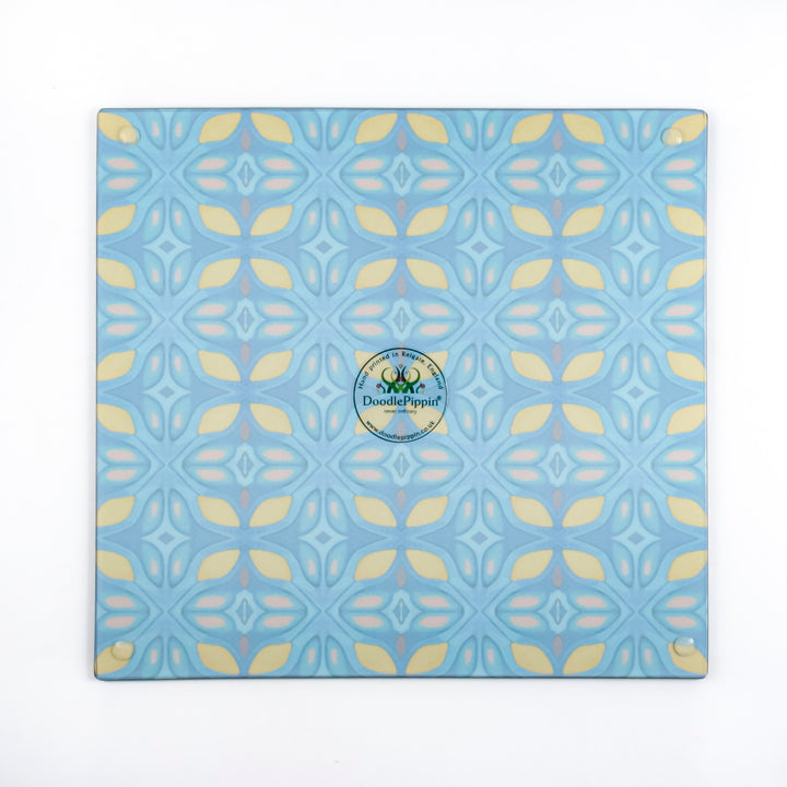 Knossos Leaf - Blue/Yellow Worktop Protector
