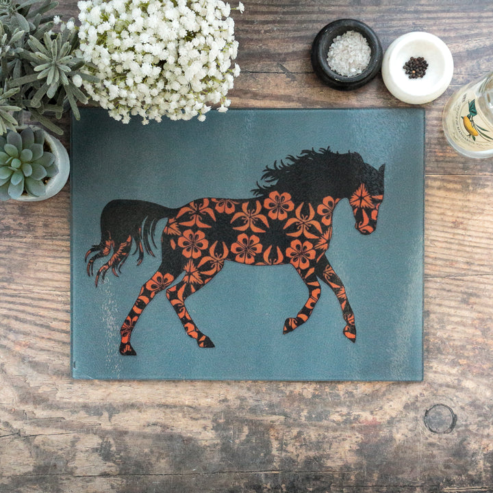 Running Horse Worktop Saver - Flame &amp; Grey